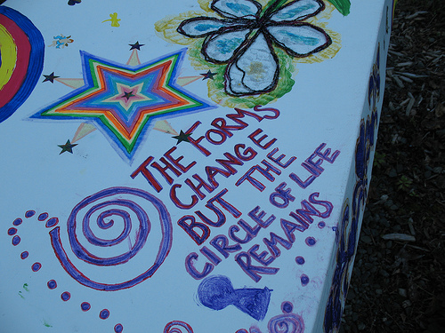 Handpainted message on a cardboard transport container