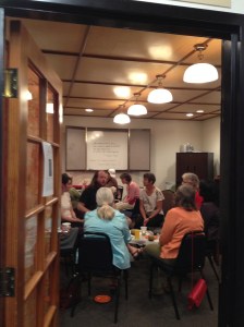We gathered at the Community Room at Bookman's Used Book Store.