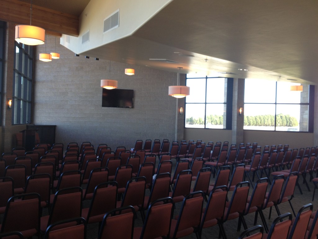 The chapel set for guests.